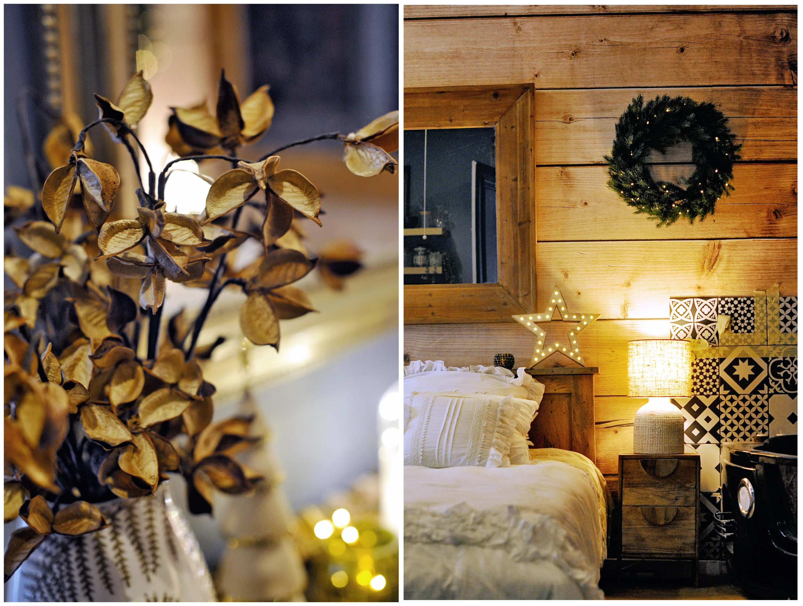 Love room chalet de montagne avec lit king size en bois, jacuzzi, cheminée électrique, coussins en fourrure, bougies, décoration chaleureuse, réservation Airbnb et Booking - Evreux